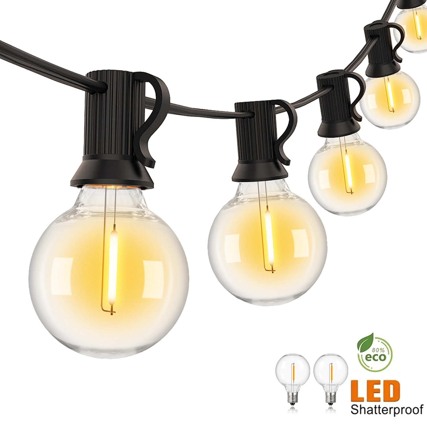 Led Fairy String Lights - G40 Outdoor Garland String Lights Shatterproof