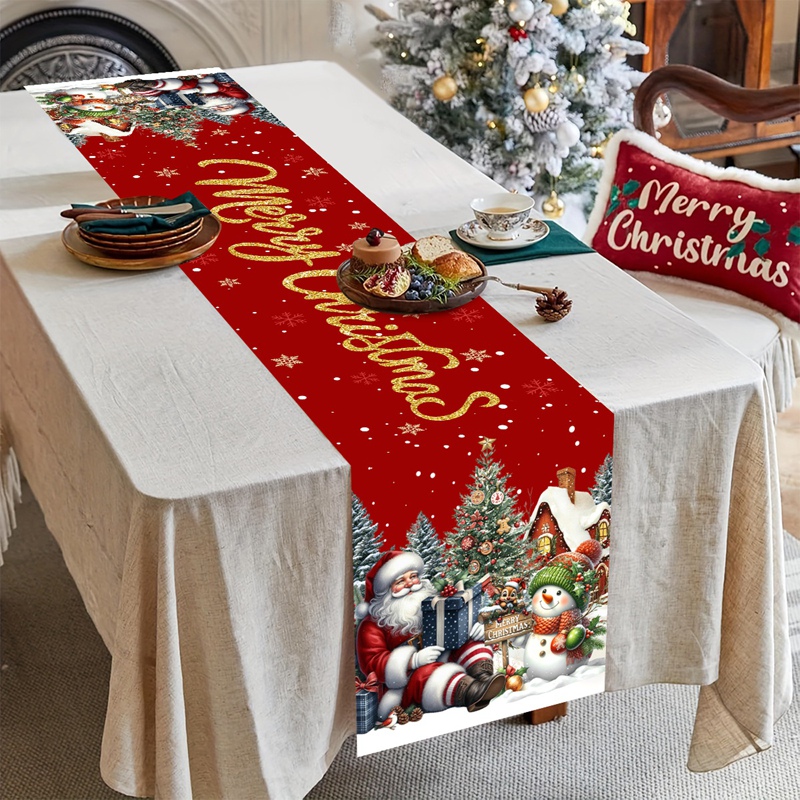 Christmas Santa Snowman Table  – обзор и цена Christmas Table Runner