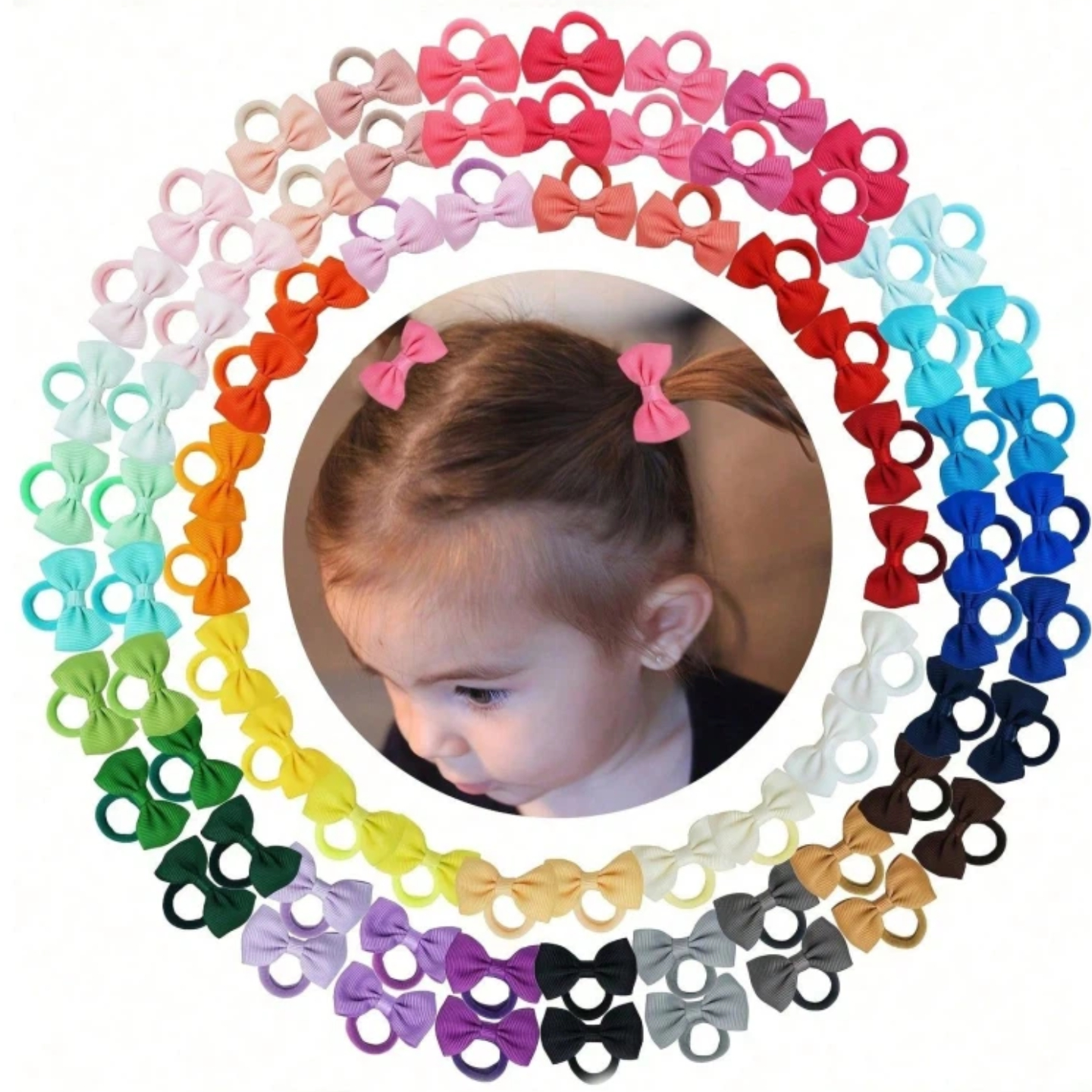 40/60/80 Baby Girls Hair Ties  – обзор и цена Ribbon Bow Gift