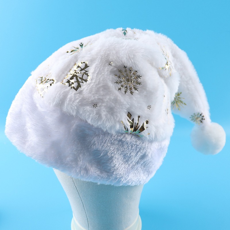 White Plush Christmas Hat Gold – обзор и цена Santa Hat Plush