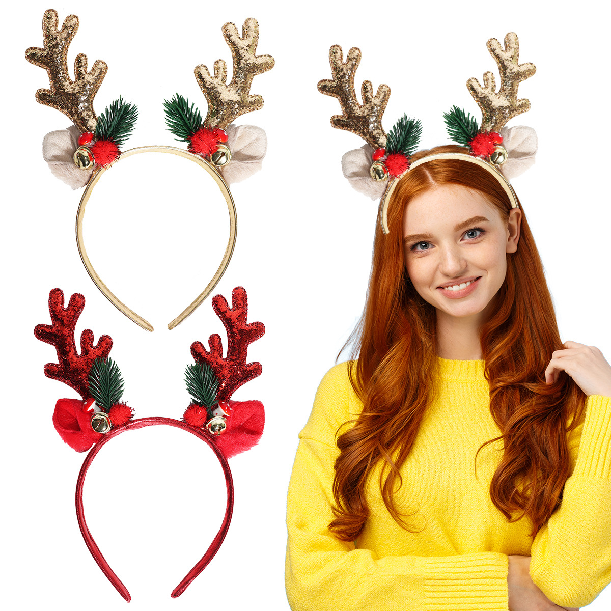 1/2pcs Christmas Glitter Deer  – обзор и цена Reindeer Antlers Headband