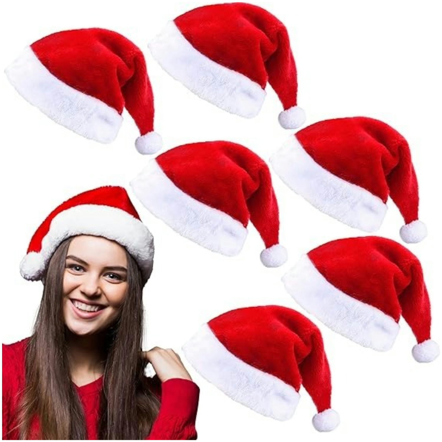 Fluffy Red Santa Hats Set with – обзор и цена Santa Hat Plush