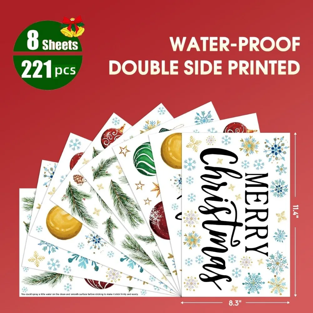221 PCS Christmas Window Cling – обзор и цена Snowflake Window Decal