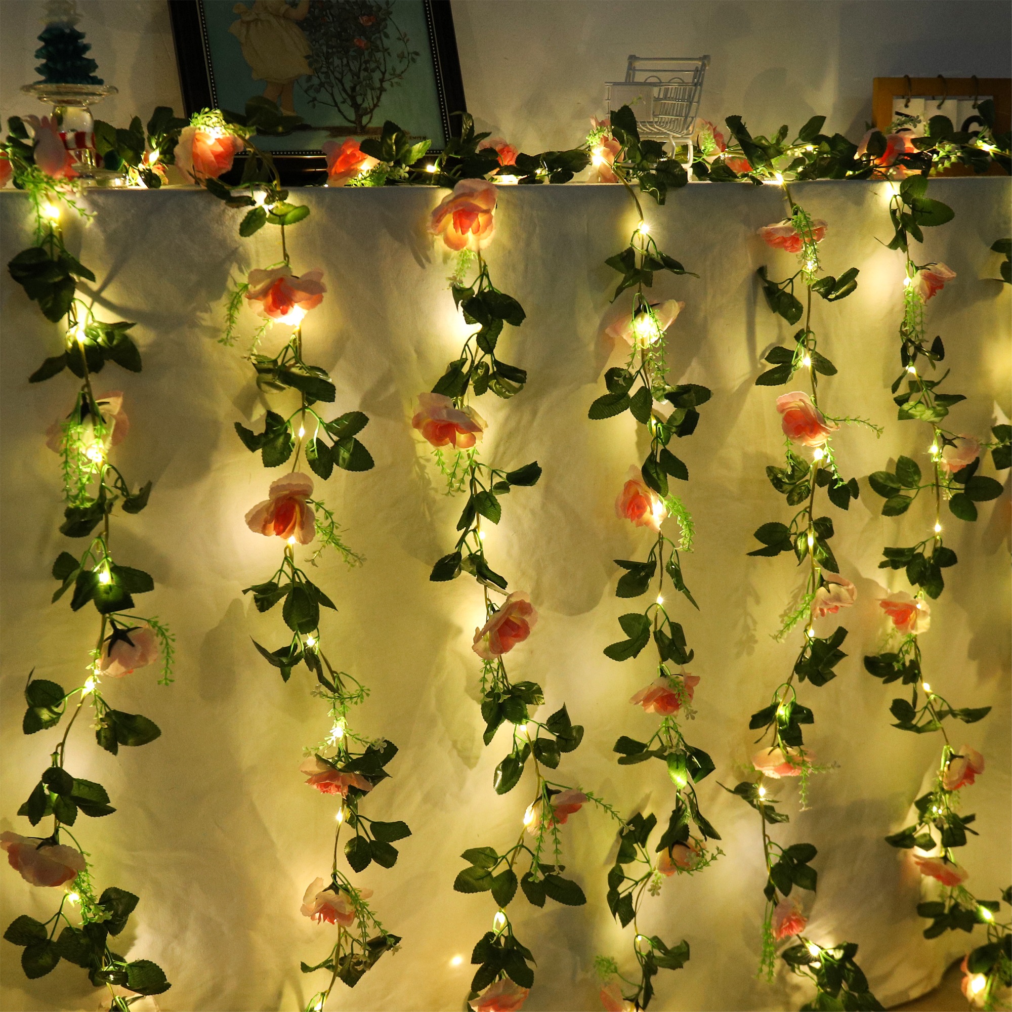 Rose LED Vine Light String Art – обзор и цена Christmas Wreath Fake