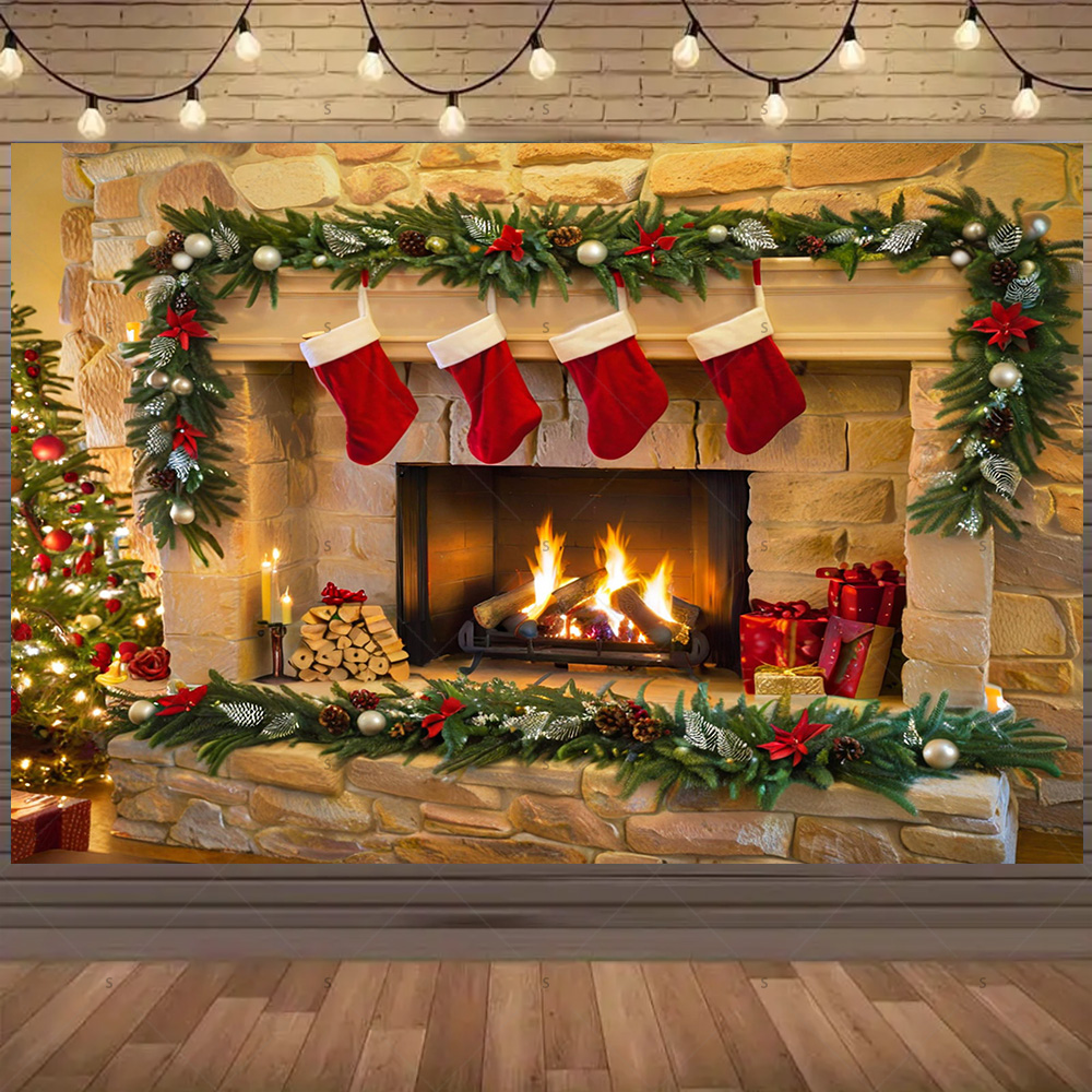 Christmas Photography Backdrop – обзор и цена Christmas Stocking Hanging