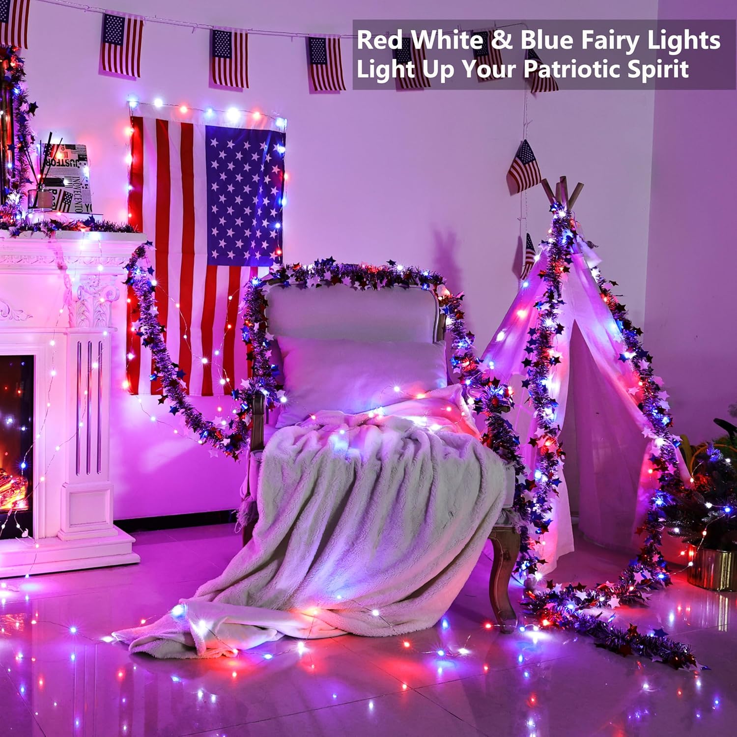 33ft 100 LED Red White Blue Fa – обзор и цена Led Fairy String Lights