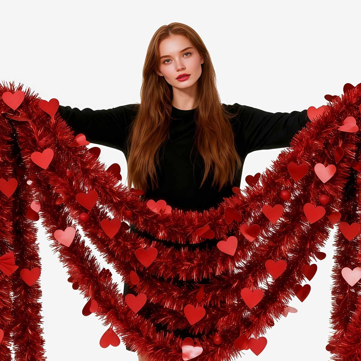 3pcs Red Heart Plastic Tinsel  – обзор и цена Tinsel Garland Decoration
