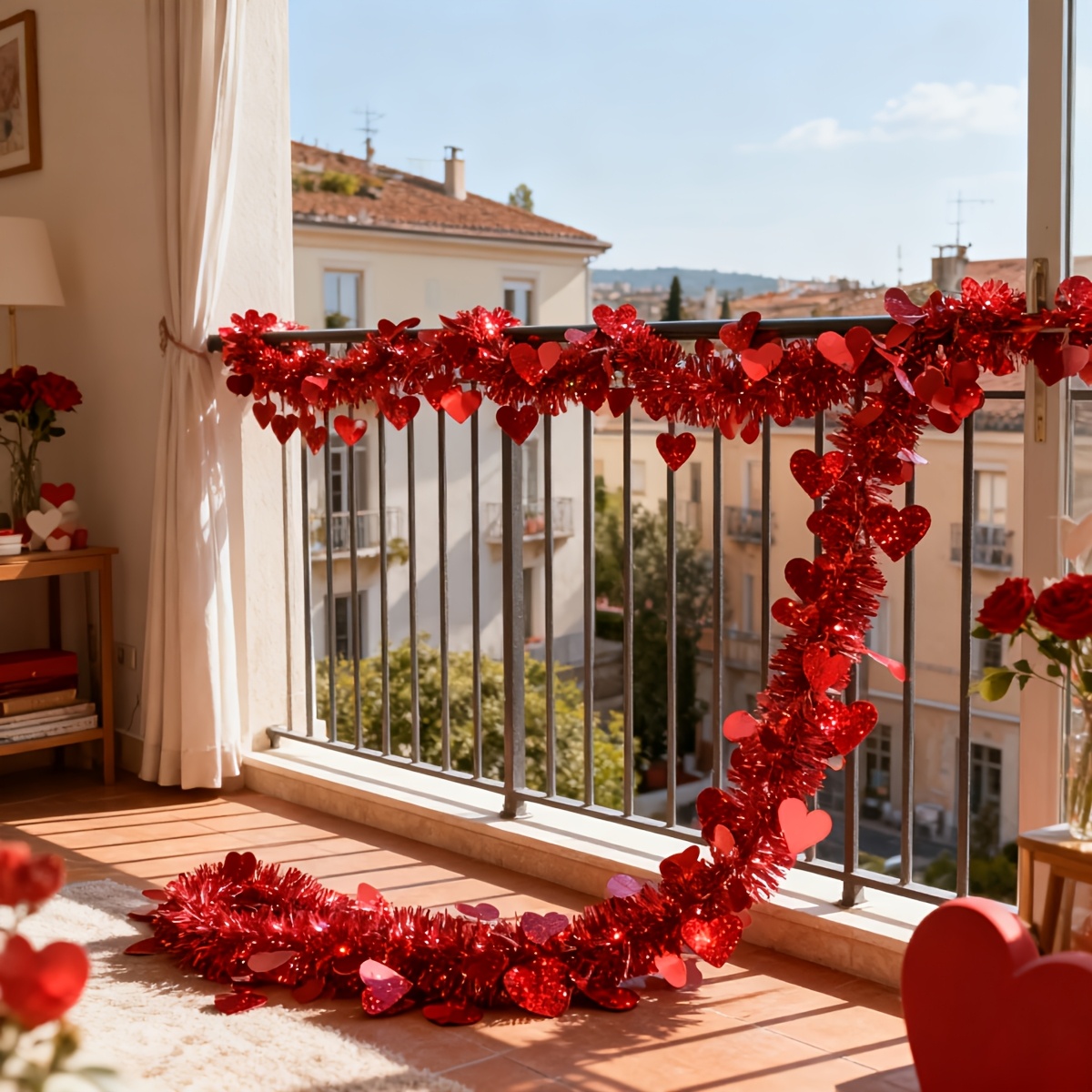 3pcs Red Heart Plastic Tinsel  – обзор и цена Tinsel Garland Decoration