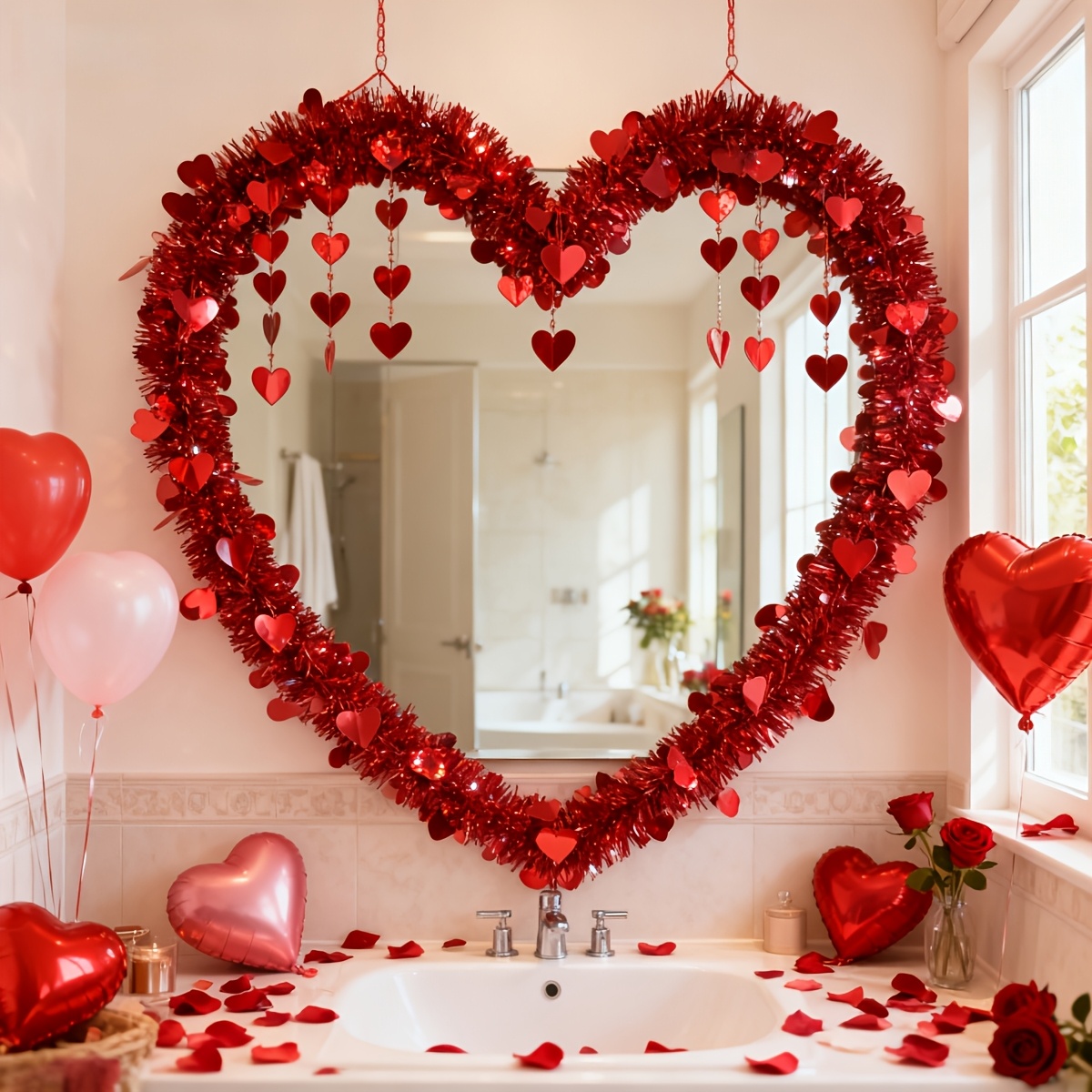 3pcs Red Heart Plastic Tinsel  – обзор и цена Tinsel Garland Decoration