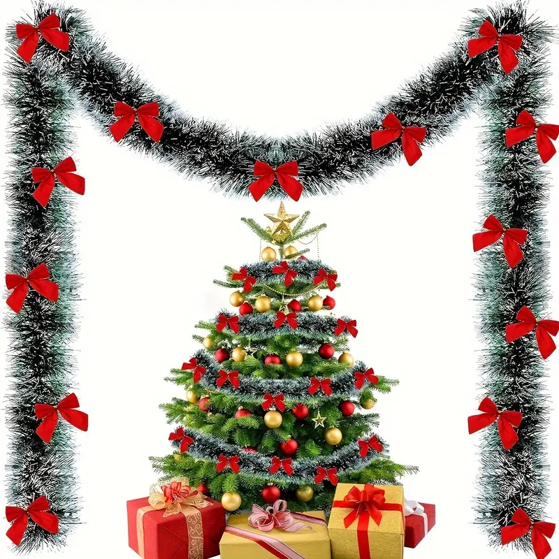 Christmas Bow Tinsel Ribbons G – обзор и цена Tinsel Garland Decoration