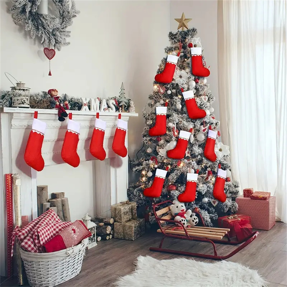 12pcs Red Felt Christmas Stock – обзор и цена Christmas Stocking Hanging