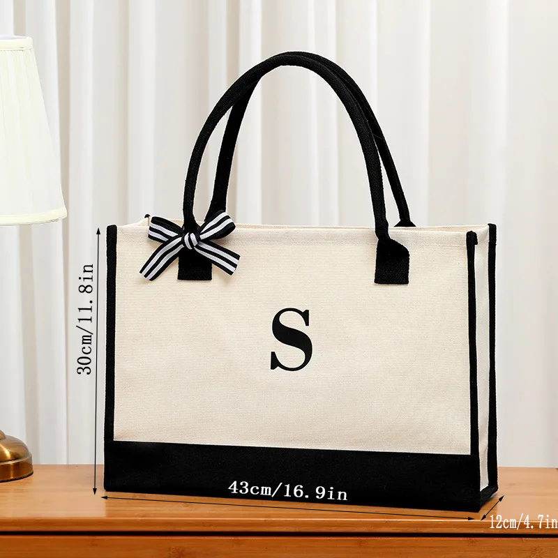 Simple canvas letter tote bag  – обзор и цена Ribbon Bow Gift