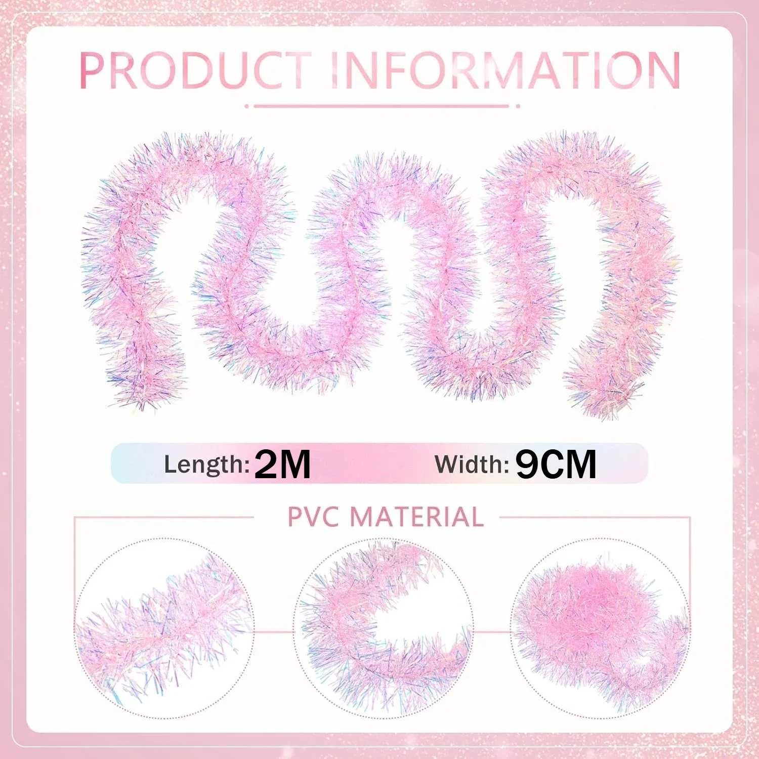 2M Pink Christmas Tinsel Garla – обзор и цена Tinsel Garland Decoration