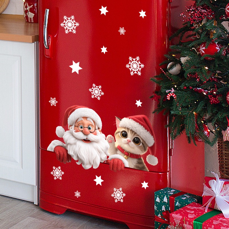 Kitten Santa Claus Window Stic – обзор и цена Snowflake Window Decal