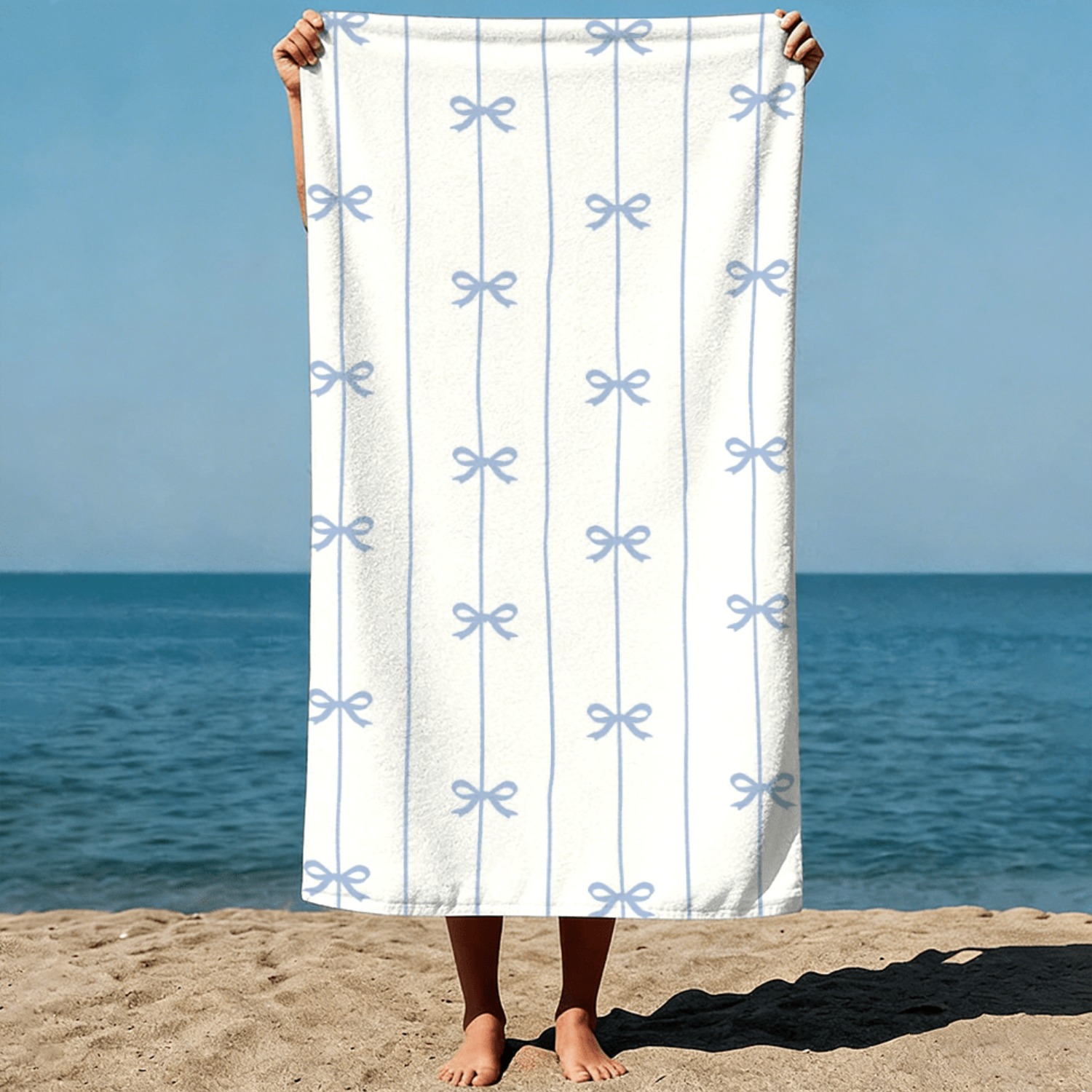 1pc Summer Beach Towel Blue Ri – обзор и цена Ribbon Bow Gift