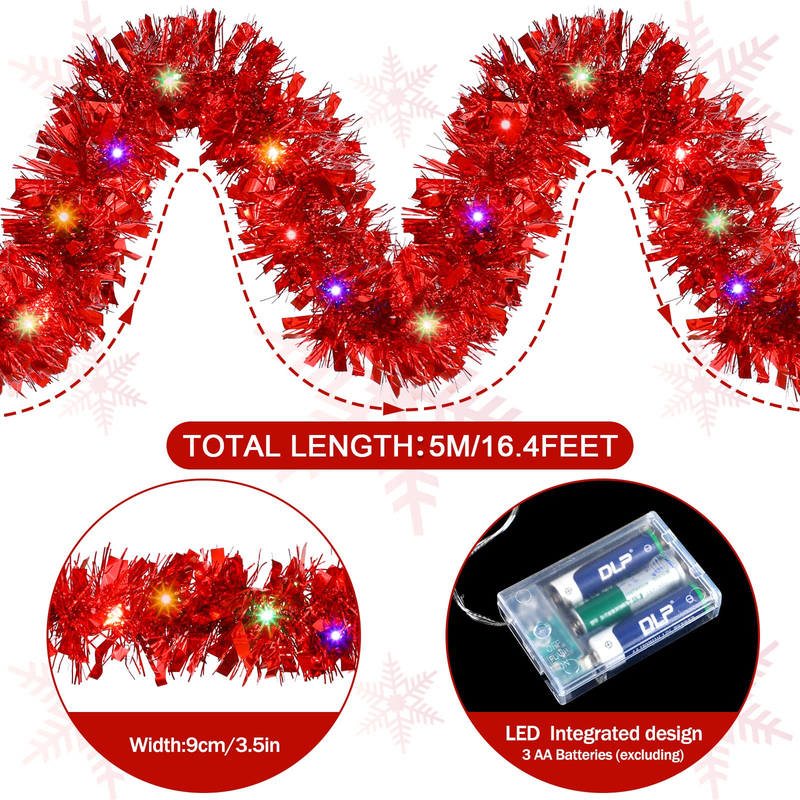 1/3pcs 5M Christmas Tinsel Gar – обзор и цена Tinsel Garland Decoration