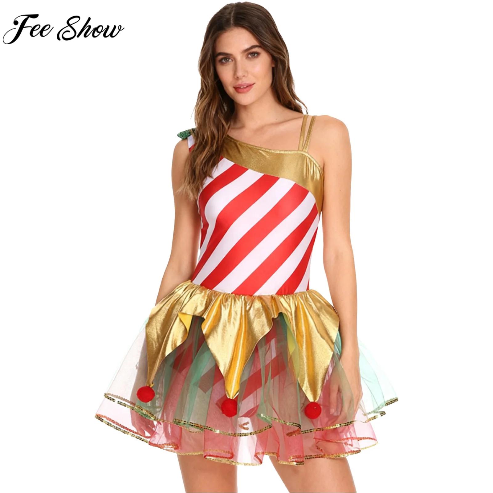 Women Christmas Candy Cane Dre – обзор и цена Elf Costume Christmas