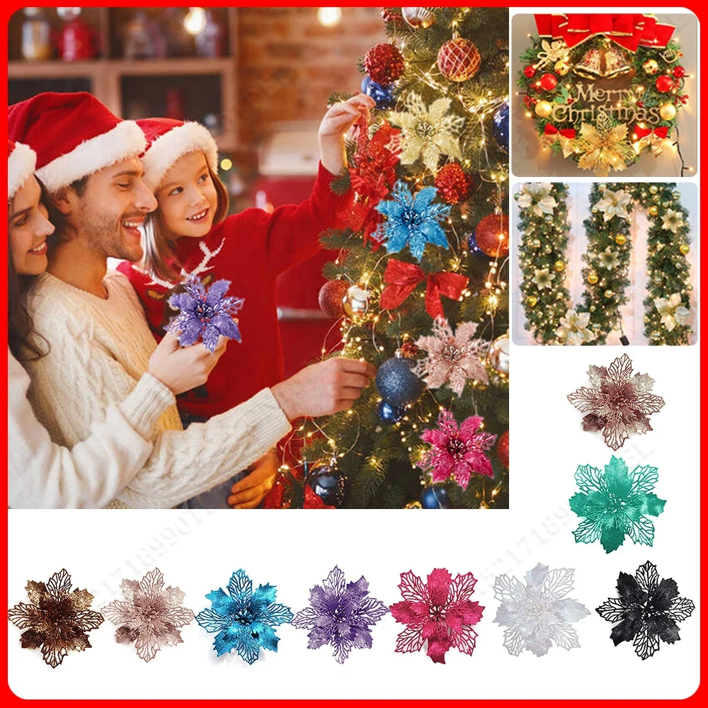 5pcs 9cm Glitter Artifical Chr – обзор и цена Christmas Wreath Fake