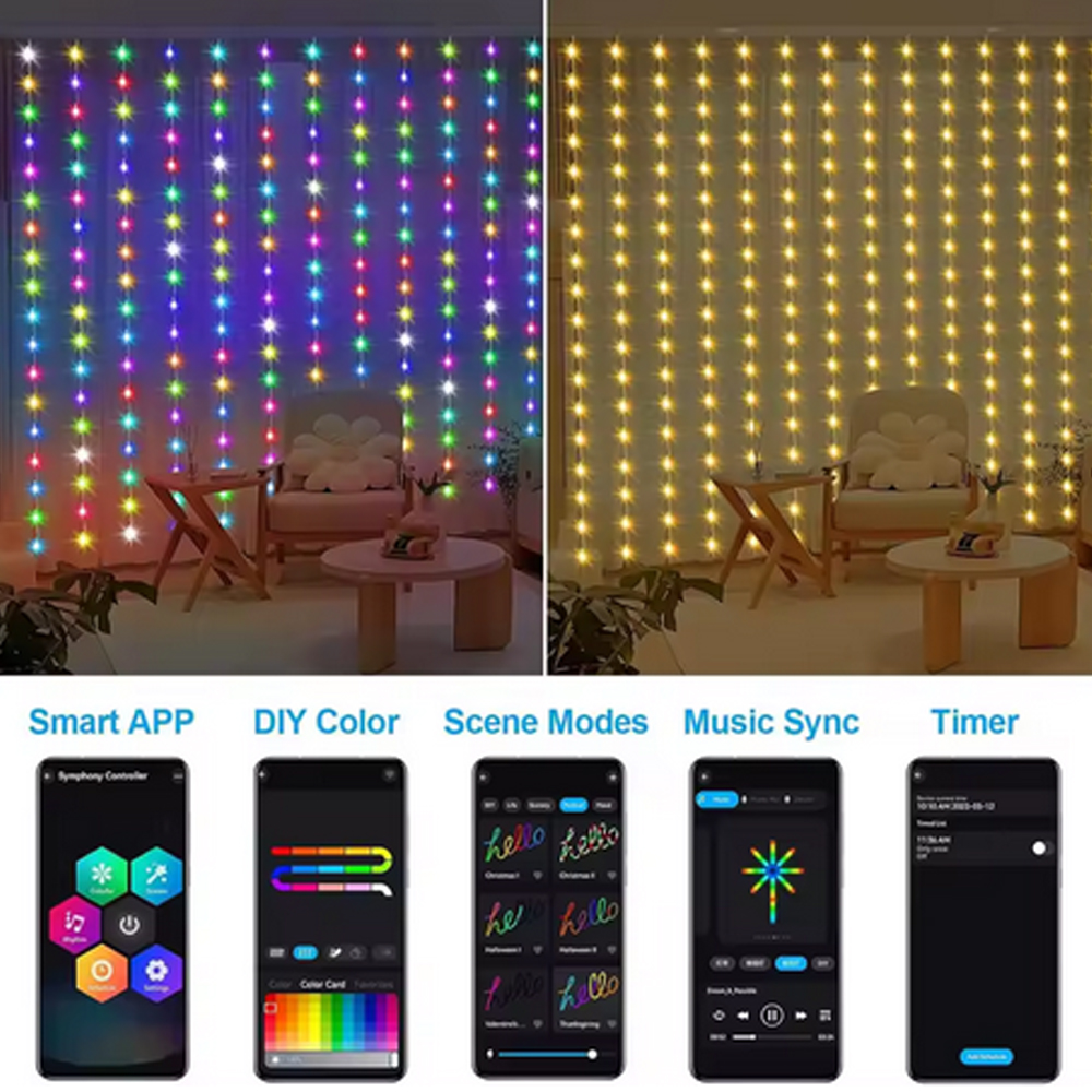 3M RGB Smart LED Curtain Light – обзор и цена Christmas Lights Outdoor
