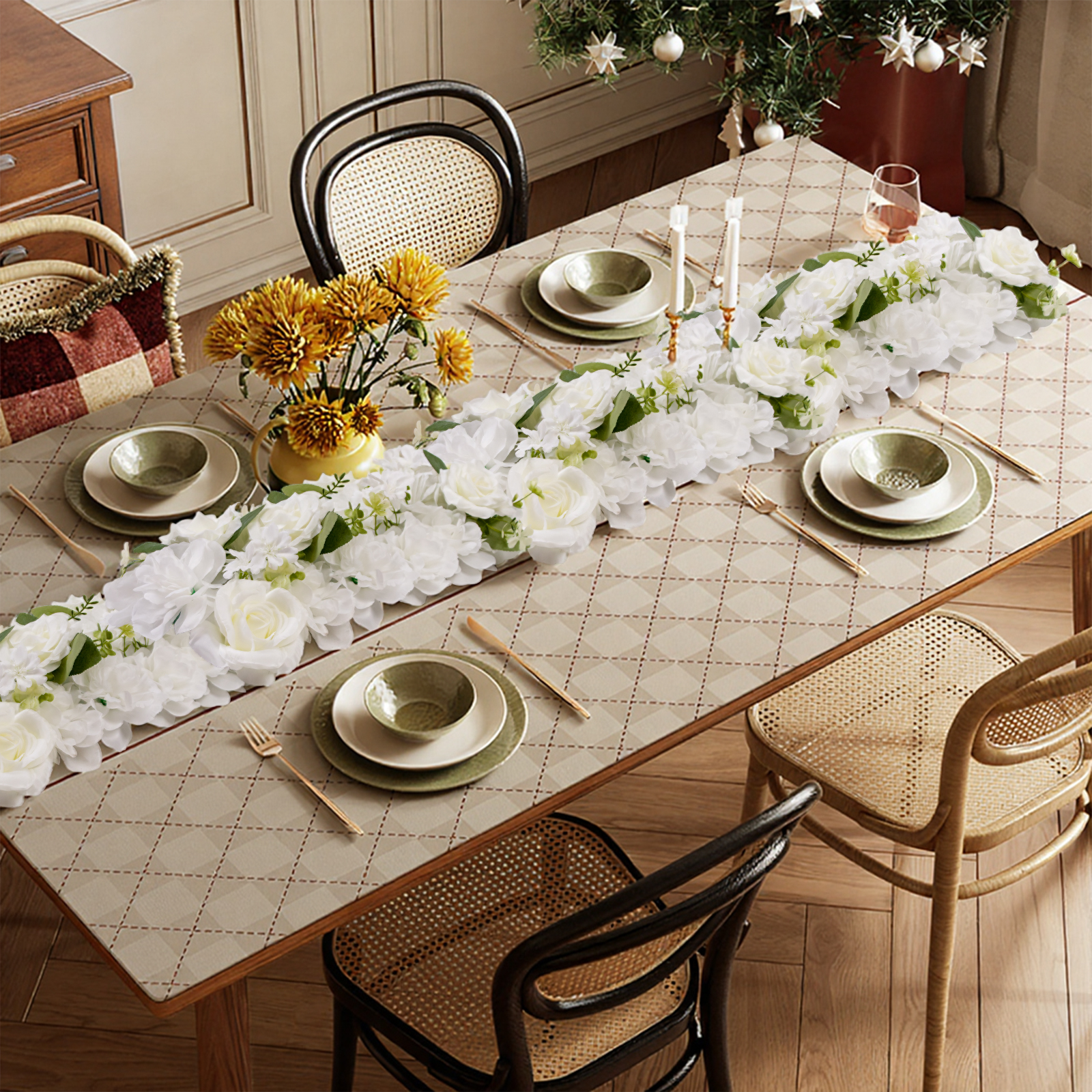 6 Pcs Artificial Flower Garlan – обзор и цена Christmas Table Runner