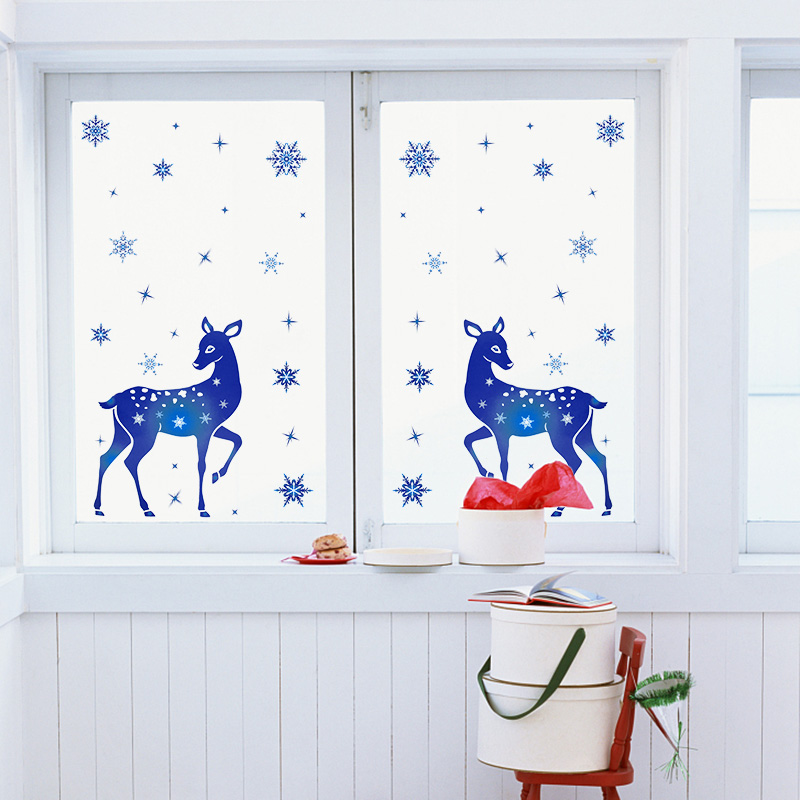 Christmas Window Stickers Elk  – обзор и цена Snowflake Window Decal